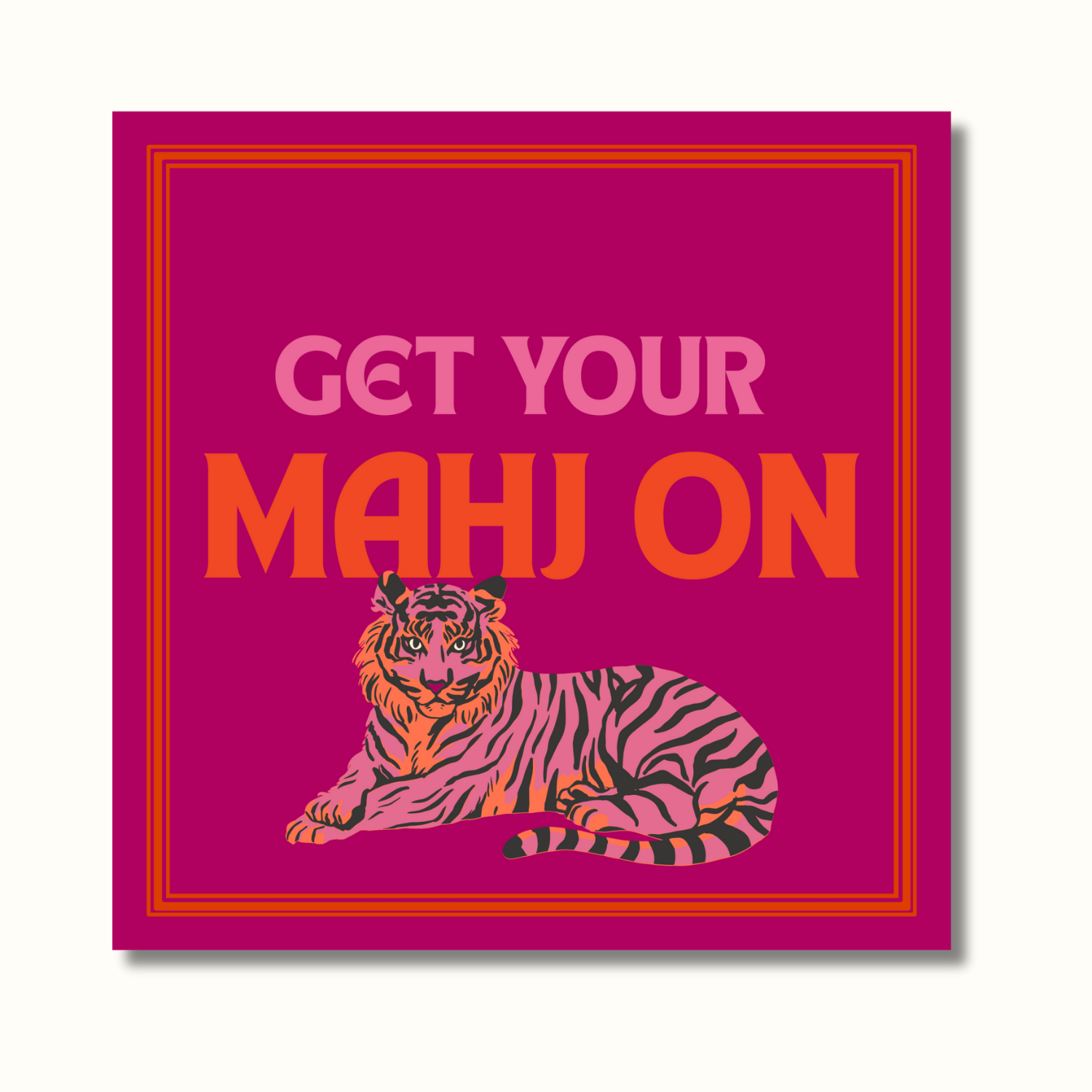 Mahjong Inspired Tiger Cocktail Napkin
