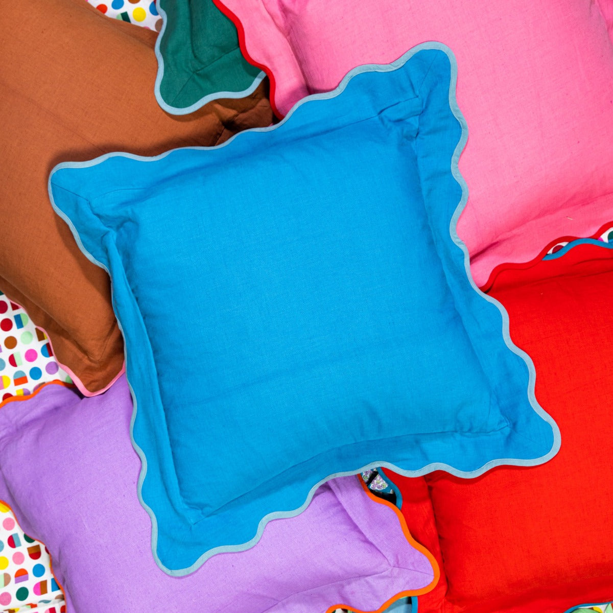 Darcy Linen Pillow - Peacock + Aqua - Case Only