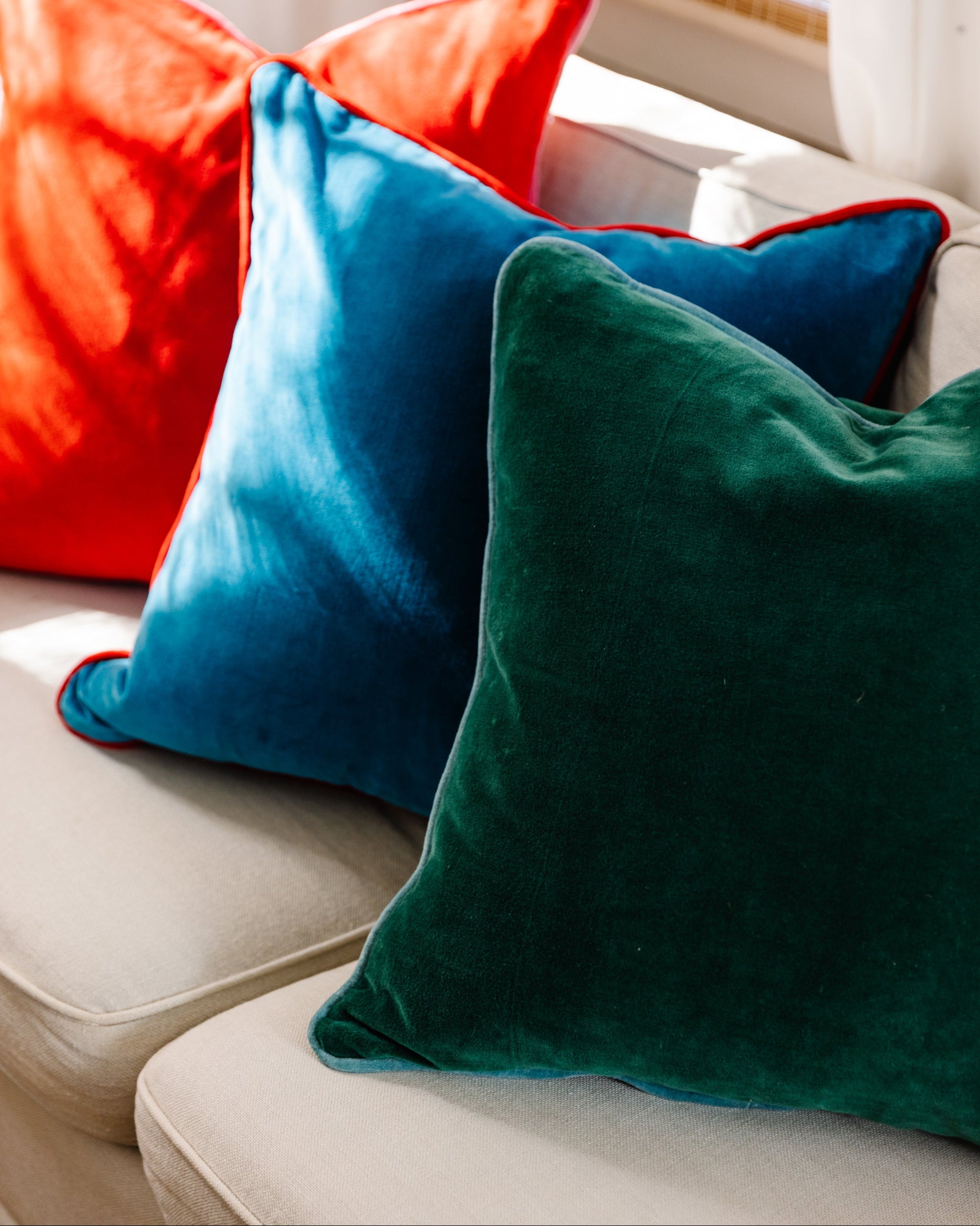 Charliss Velvet Pillow - Green + Aqua - Case Only