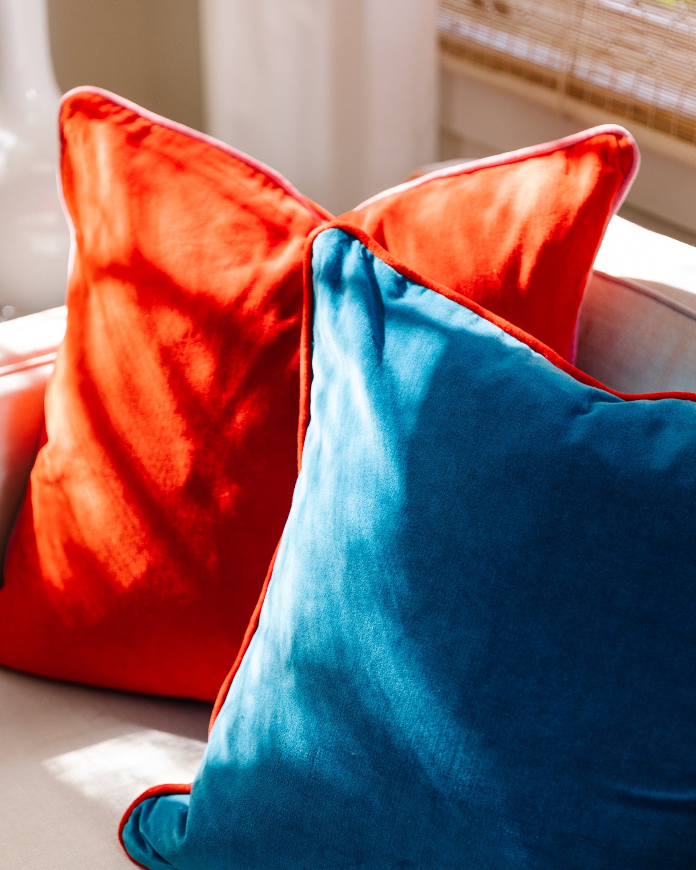 Charliss Velvet Pillow - Cherry + Light Pink - Case Only