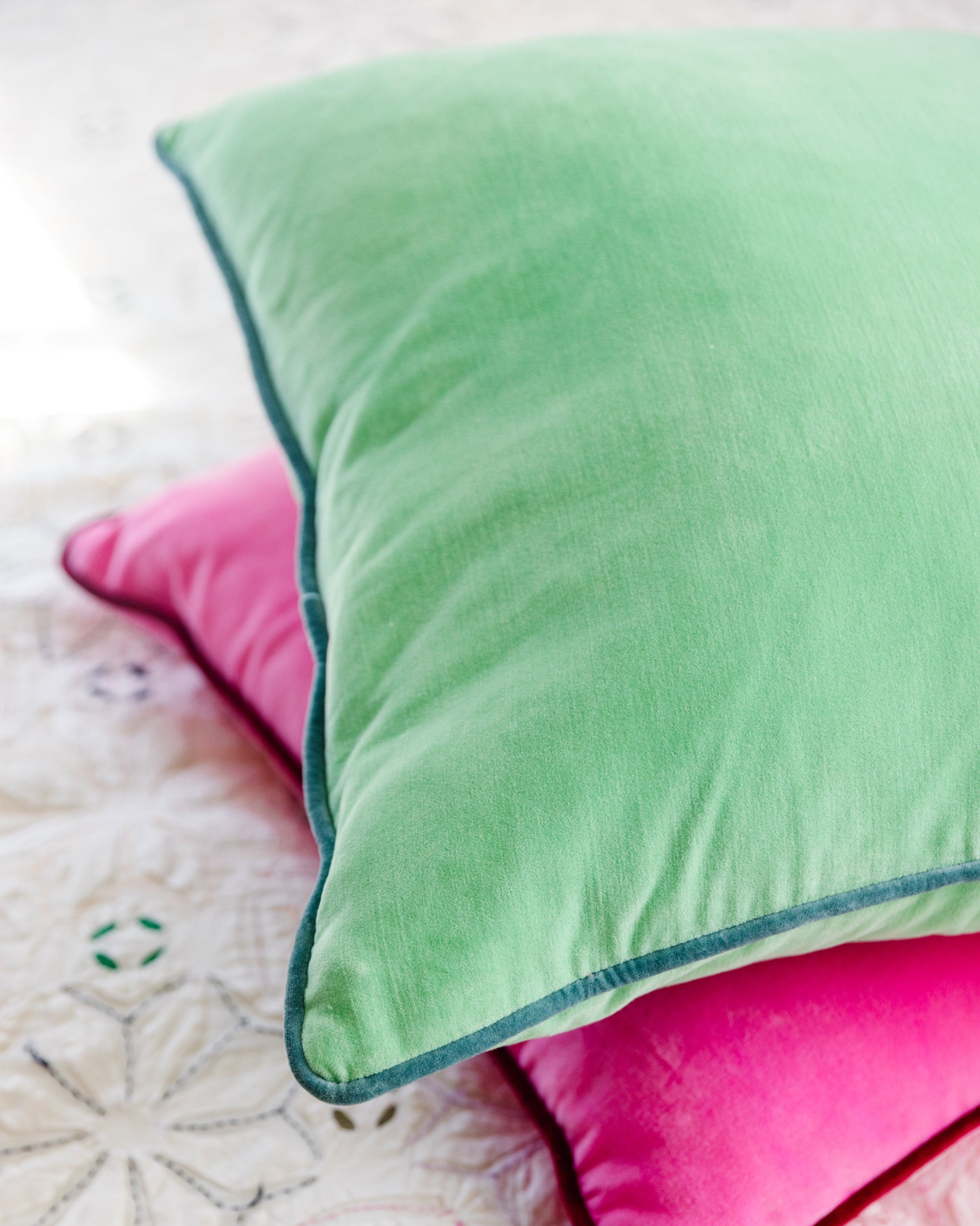 Charliss Velvet Pillow - Mint + Aqua - Case only