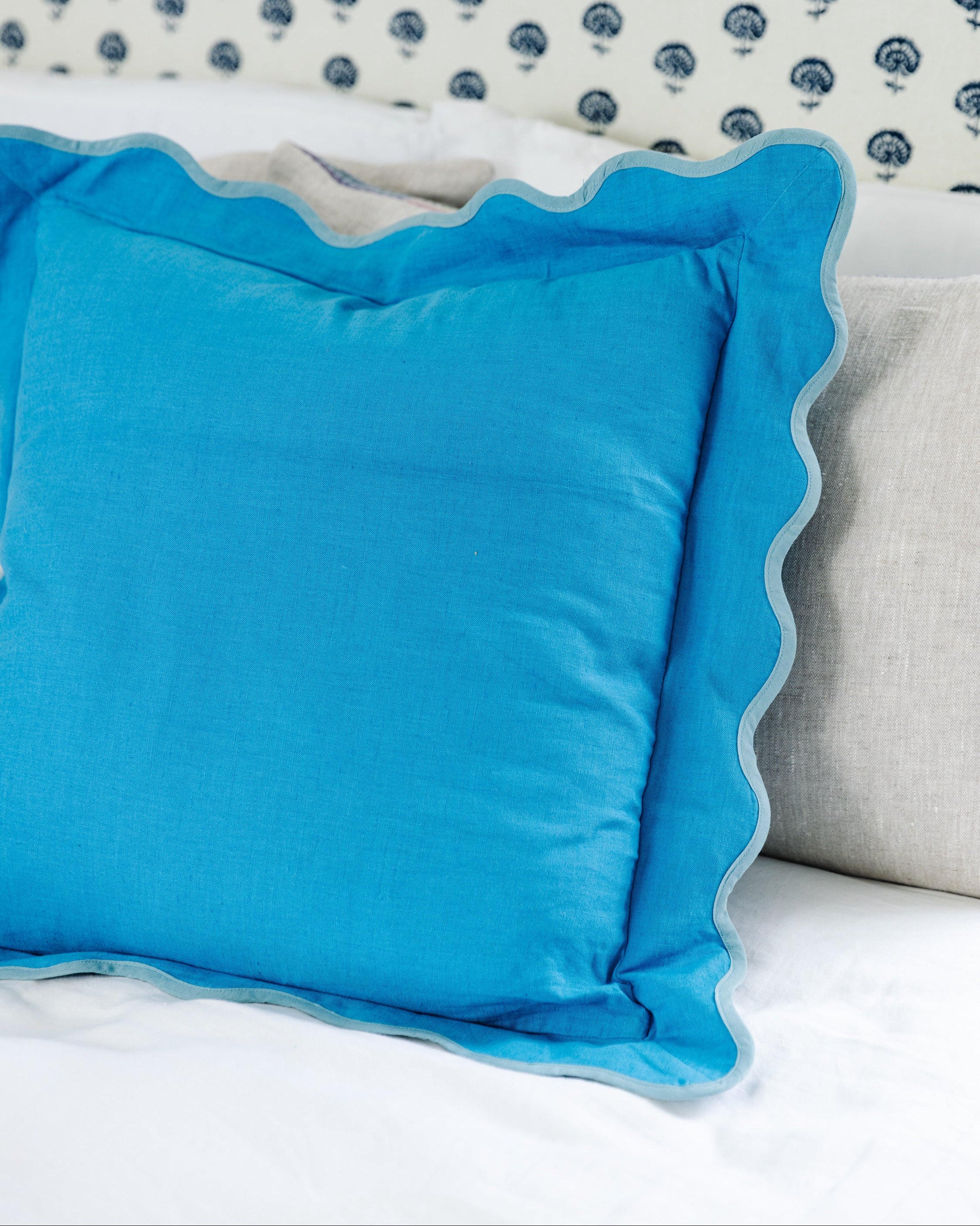 Darcy Linen Pillow - Peacock + Aqua - Case Only