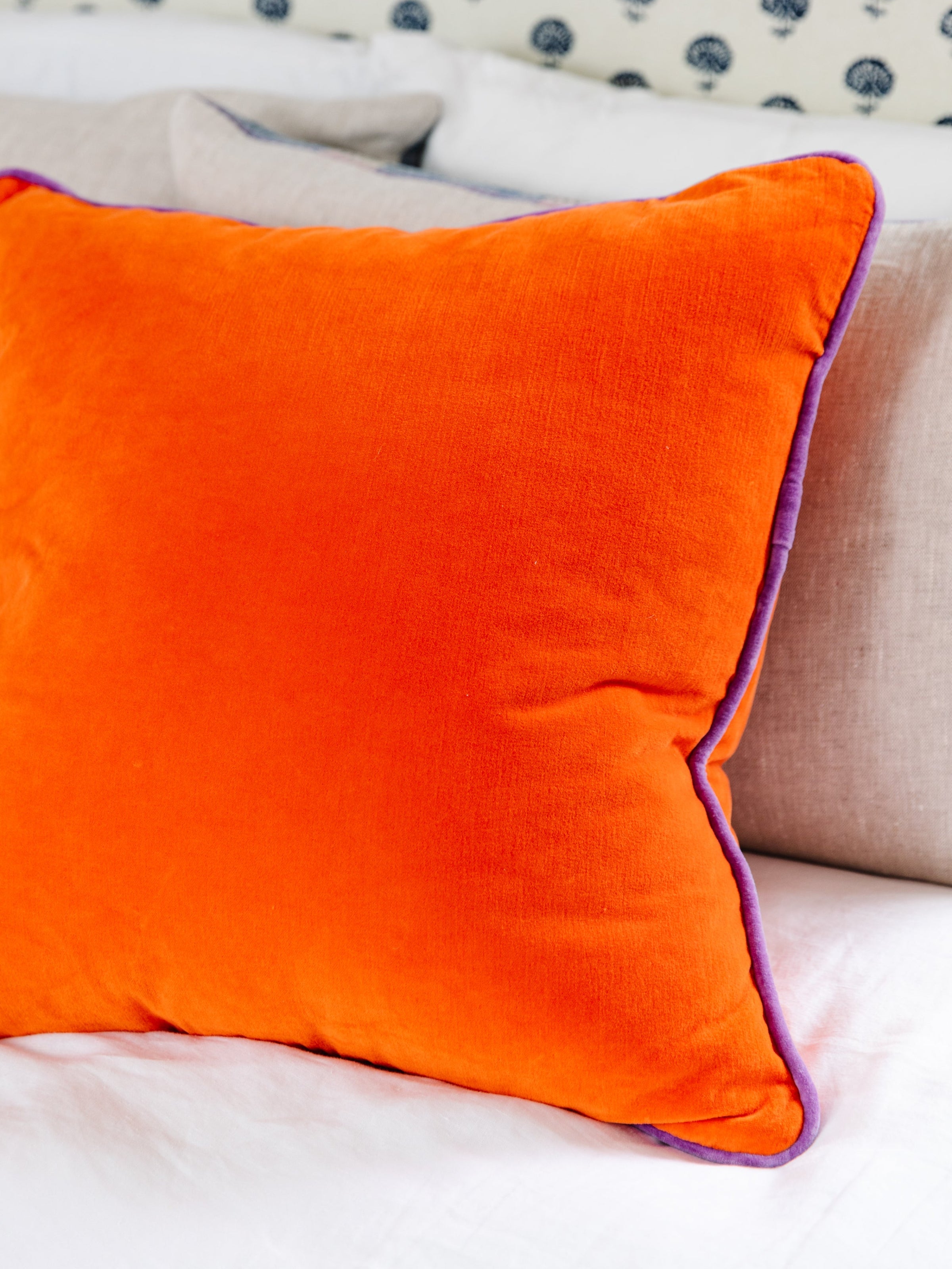 Charliss Velvet Pillow - Orange + Lilac - Case Only