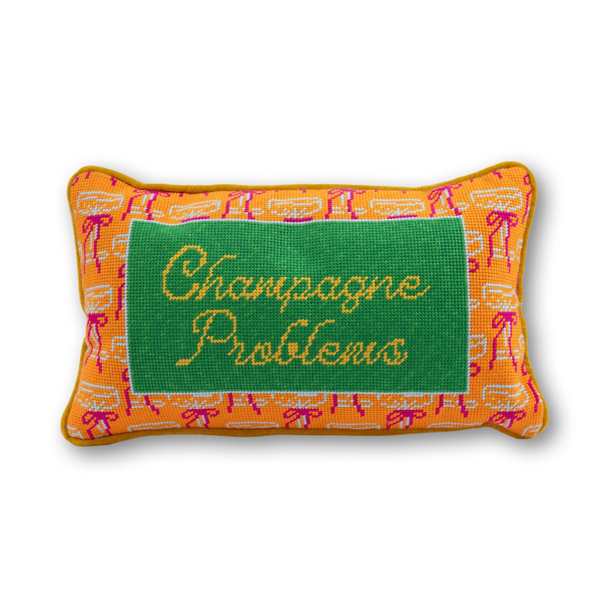 Champagne Problems Needlepoint Pillow