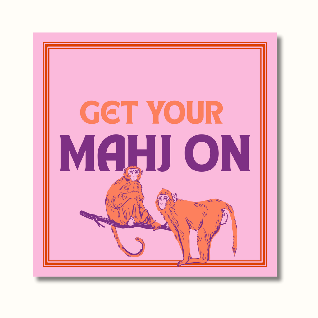 Mahjong Inspired Monkey Cocktail Napkin