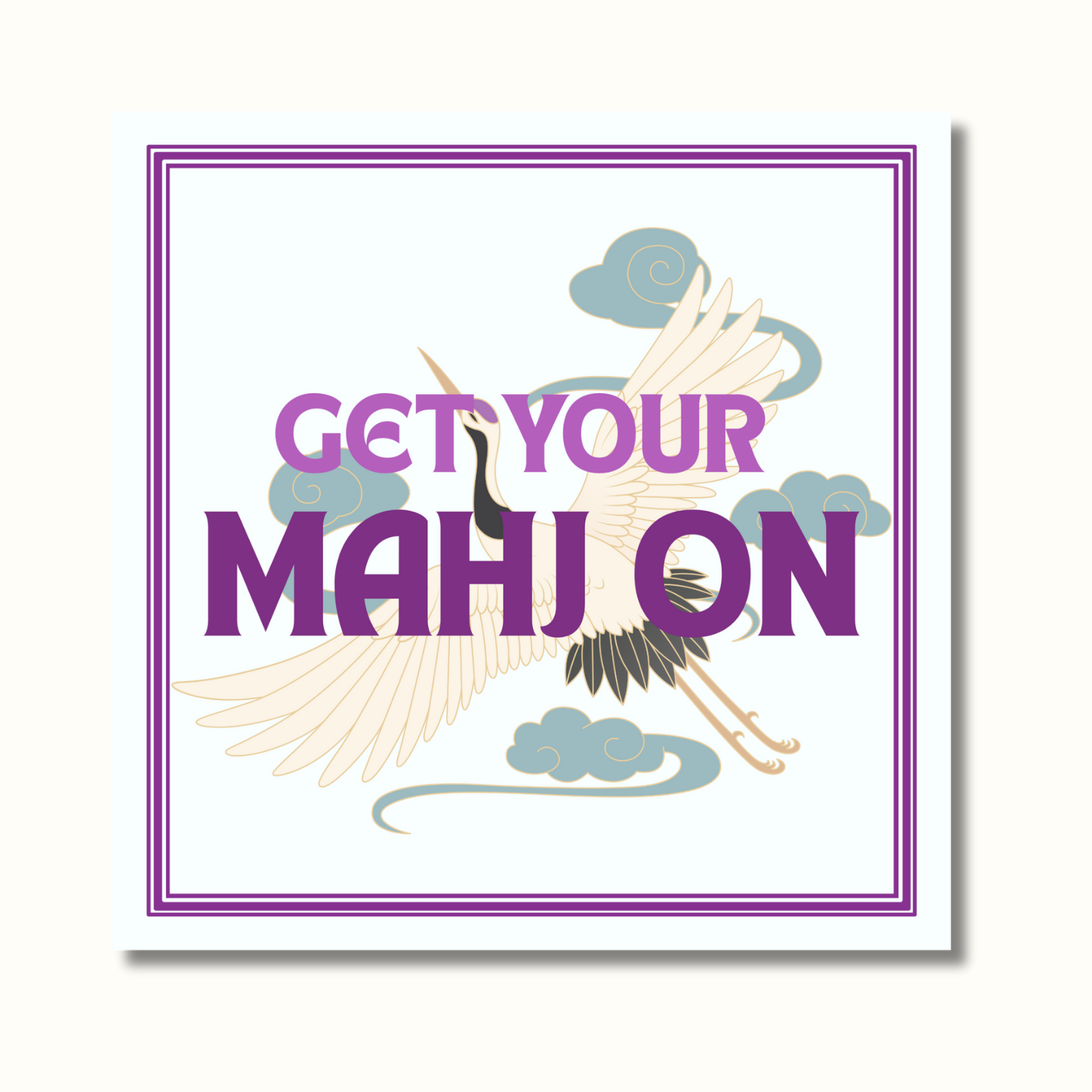 Mahjong Inspired Crane Cocktail Napkin