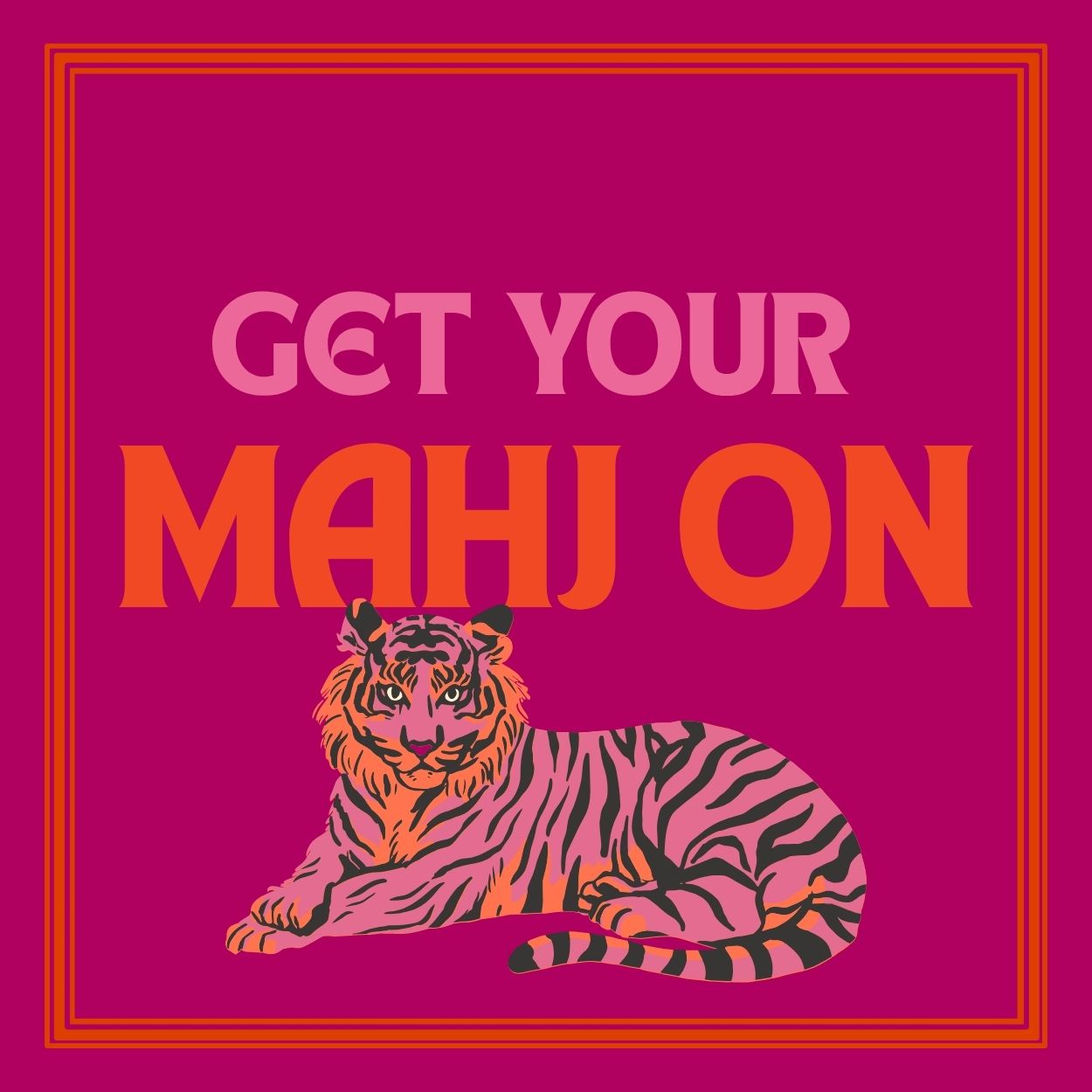 Mahjong Inspired Tiger Cocktail Napkin