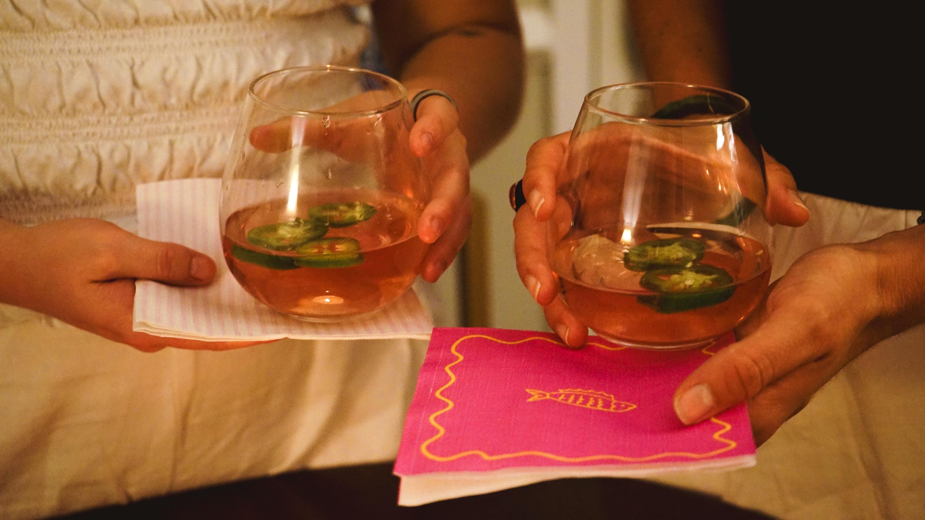 Coastal Inspired Pink Cocktail Napkin