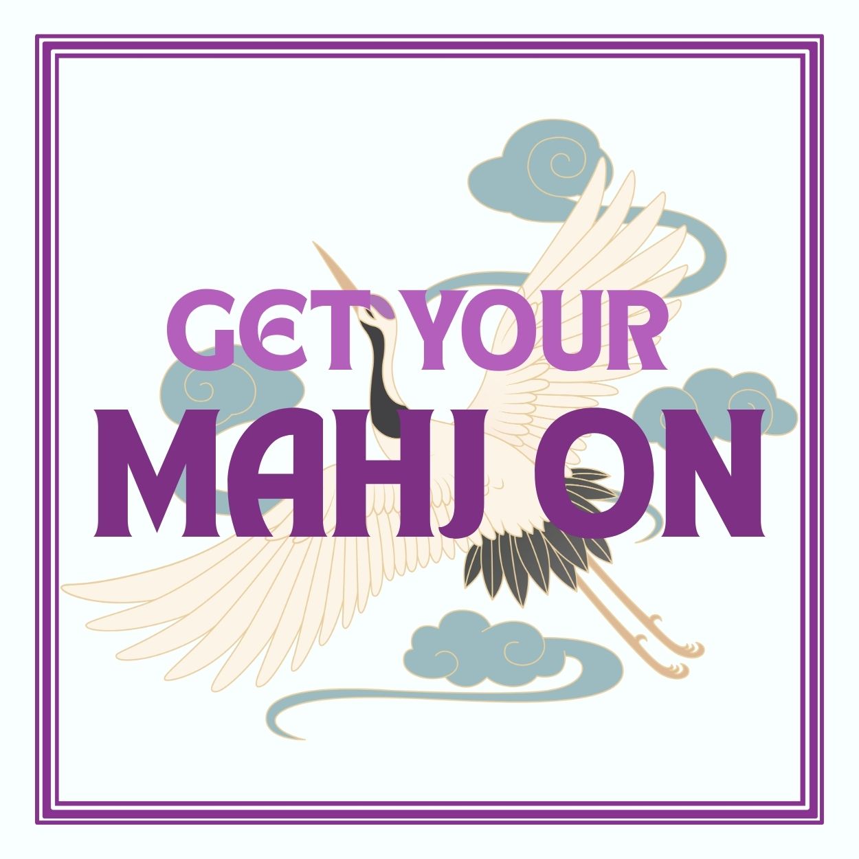 Mahjong Inspired Crane Cocktail Napkin