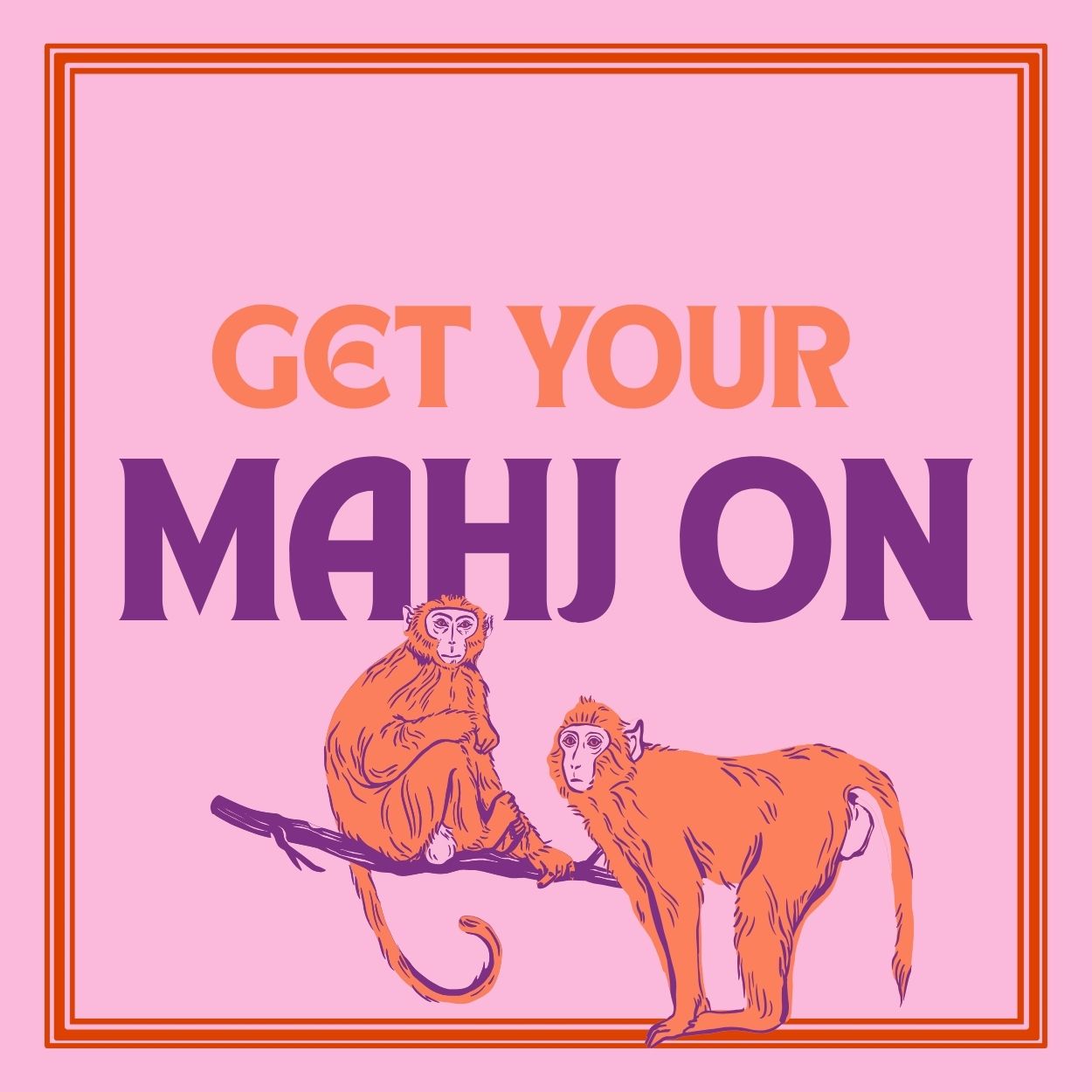 Mahjong Inspired Monkey Cocktail Napkin