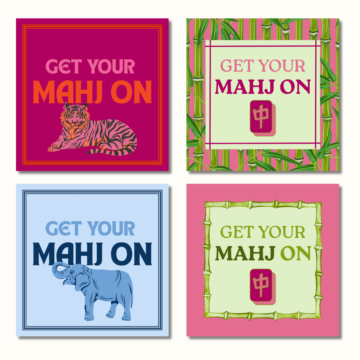 Mahjong Inspired Elephant Cocktail Napkin