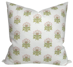 Milford Pillow Cover in Pink and Green, Thibaut Pillows