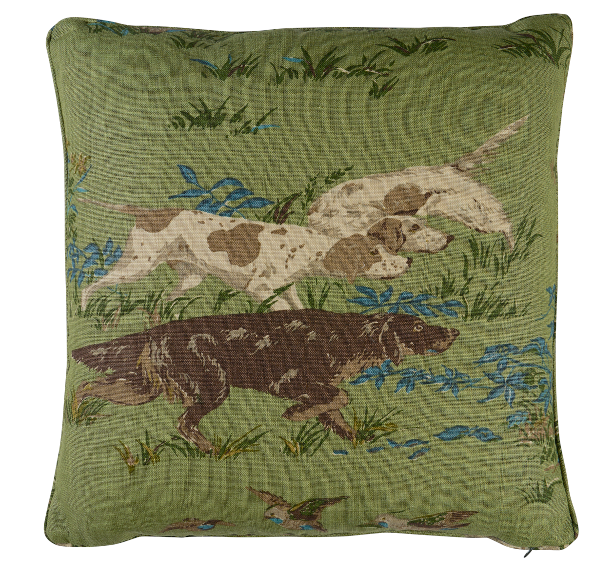 Pointers Pillow Cover in Meadow Green, Schumacher Textiles