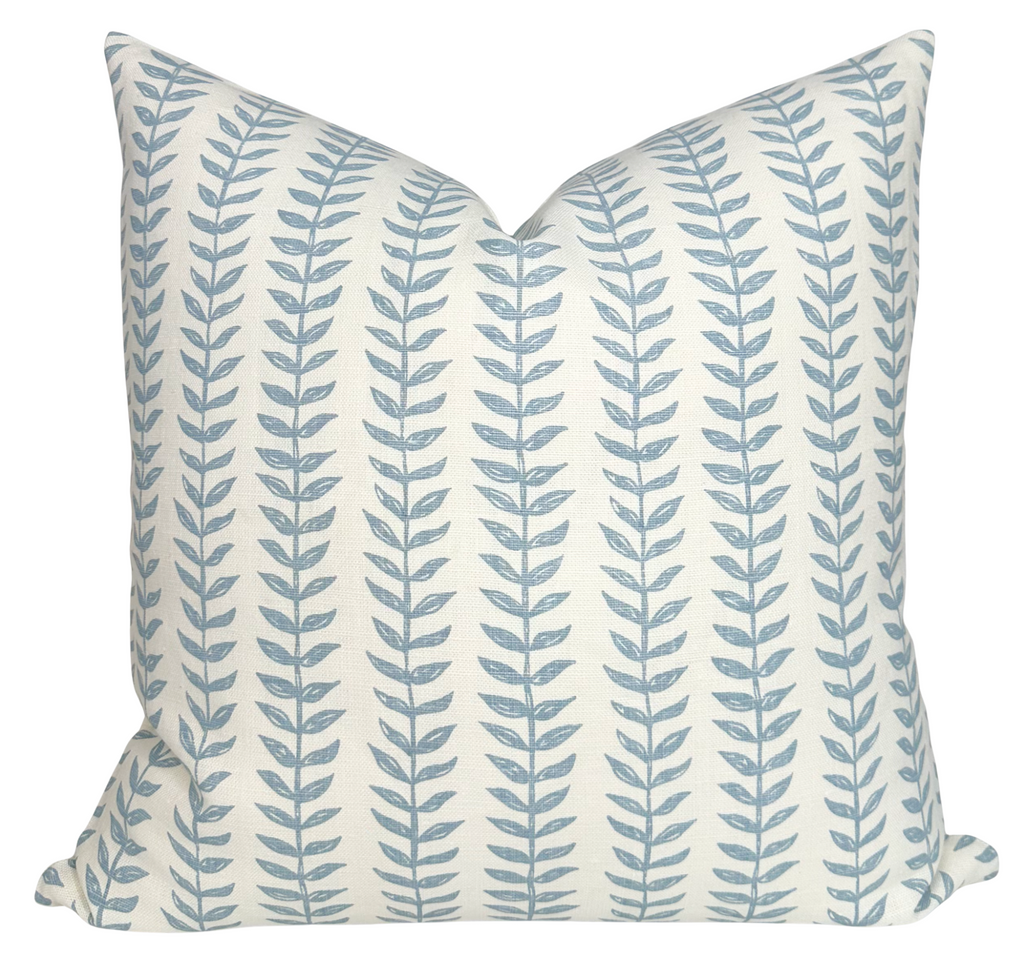Willow Floral Linen Pillow Cover in Blue, Merika Meyer Textiles