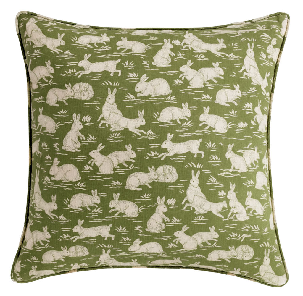 Cottontails Pillow Cover in Sage Green, Schumacher Textiles