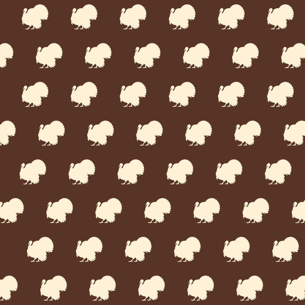 Pattern of white turkeys on a brown background