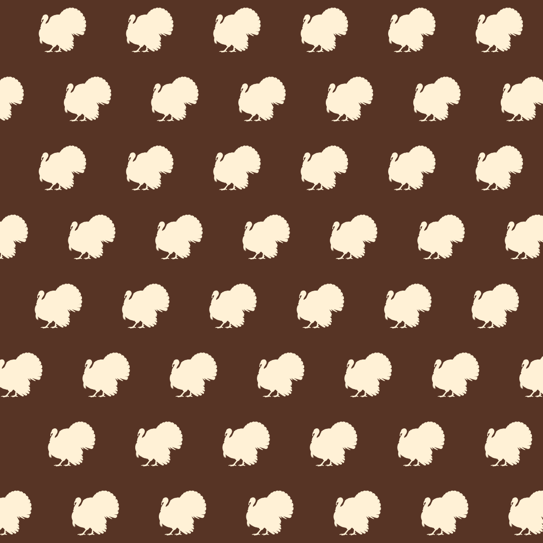 Pattern of white turkeys on a brown background