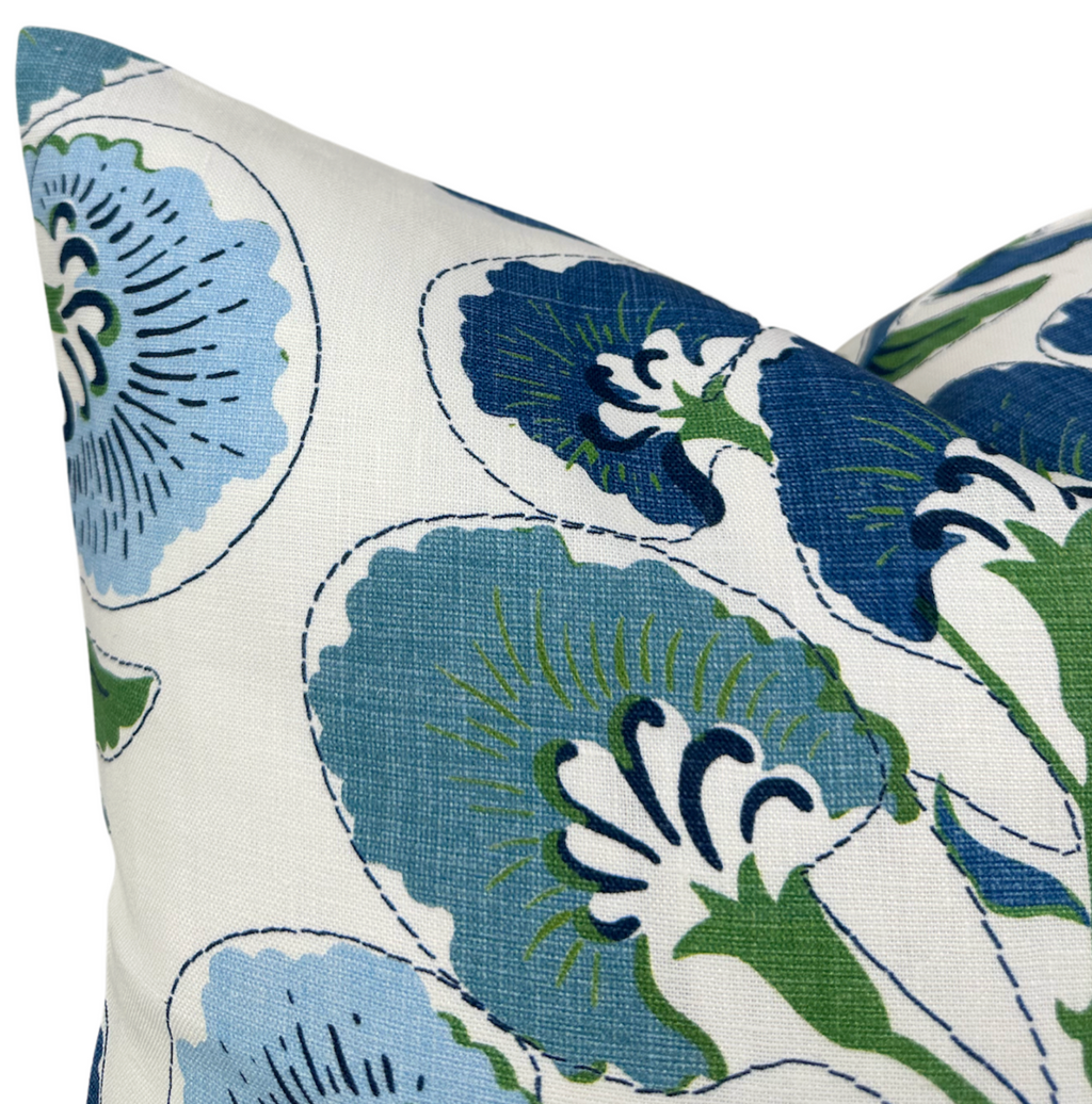 Ready to Ship, 24x24 Tybee Tree Pillow Cover in Blue Green, Thibaut Pillows