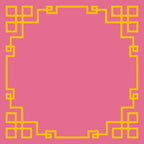 Yellow geometric border on a pink background