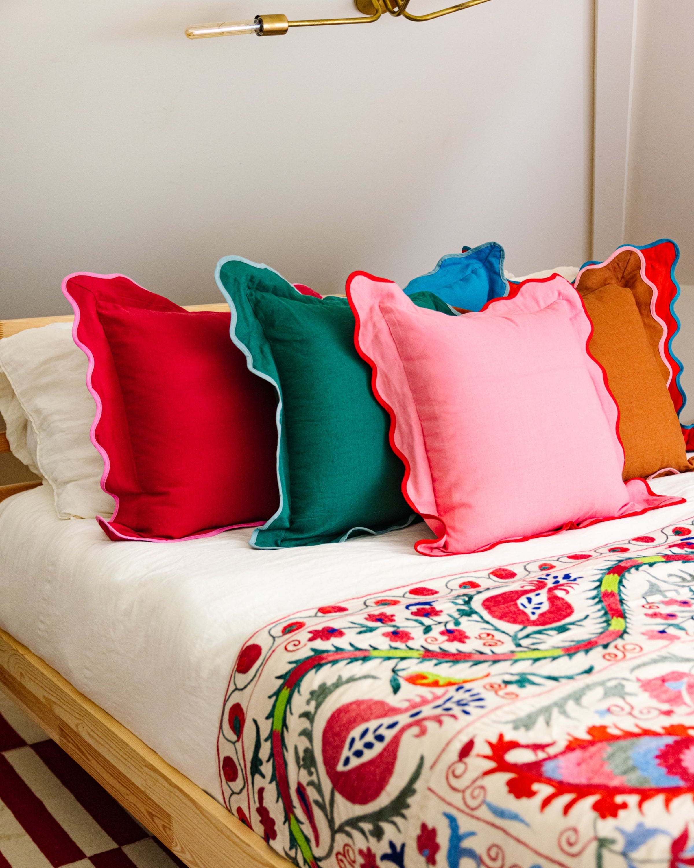 Darcy Linen Pillow - Peacock + Aqua - Case Only