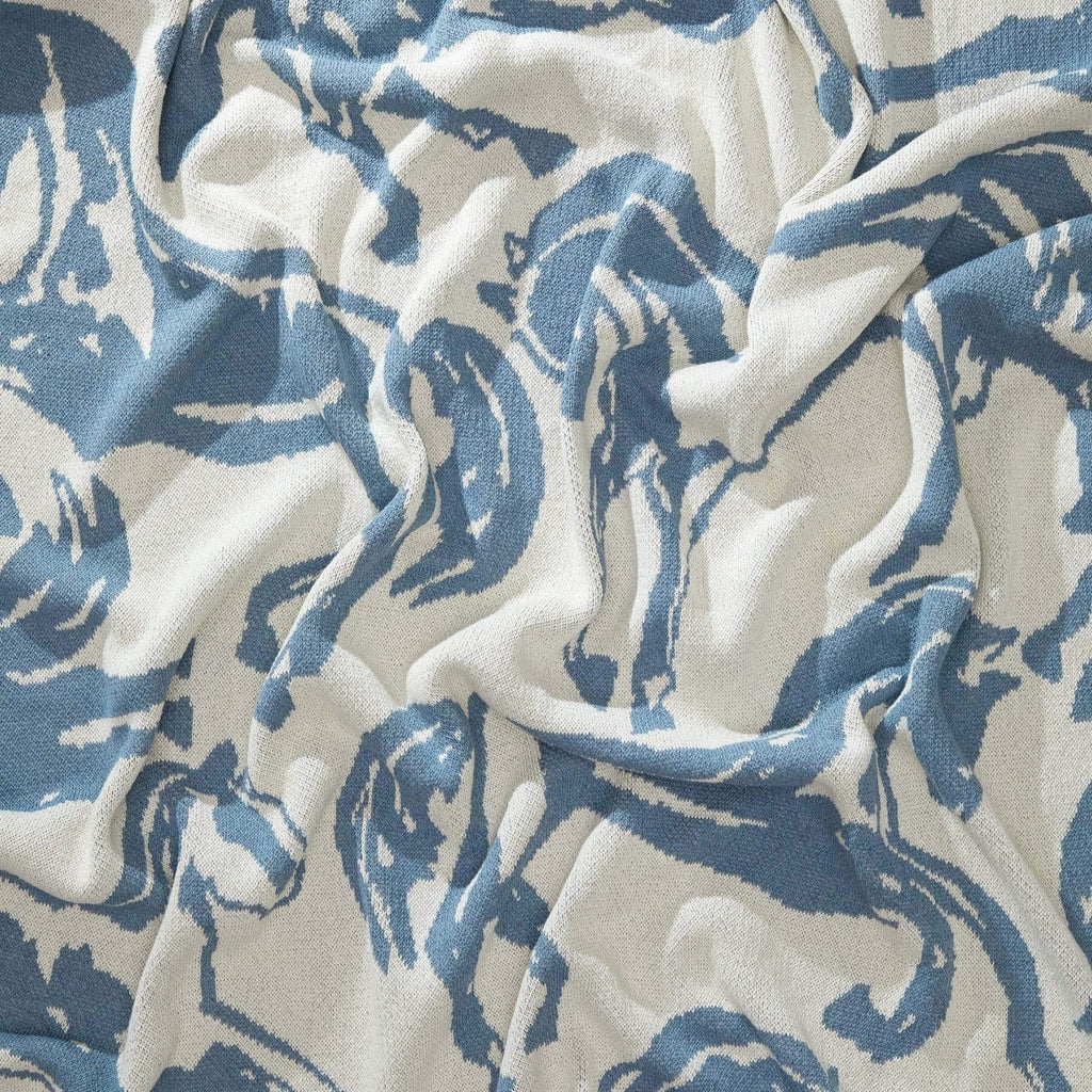 Cotton Sustainable Knit Throw Blanket - Equestrian Abstract Horse