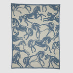 Cotton Sustainable Knit Throw Blanket - Equestrian Abstract Horse