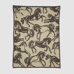 Cotton Sustainable Knit Throw Blanket - Equestrian Abstract Horse