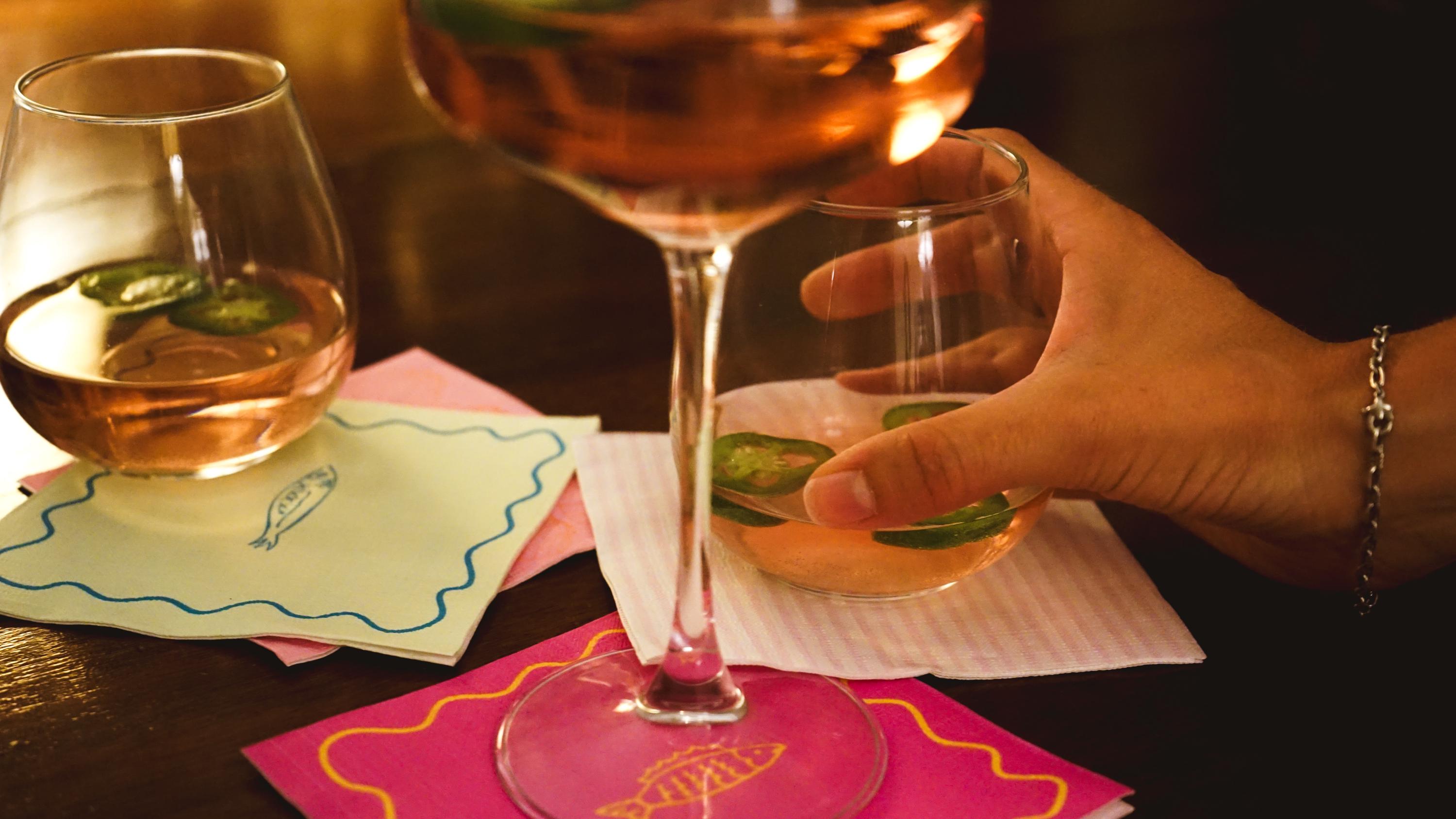 Coastal Inspired Pink Cocktail Napkin