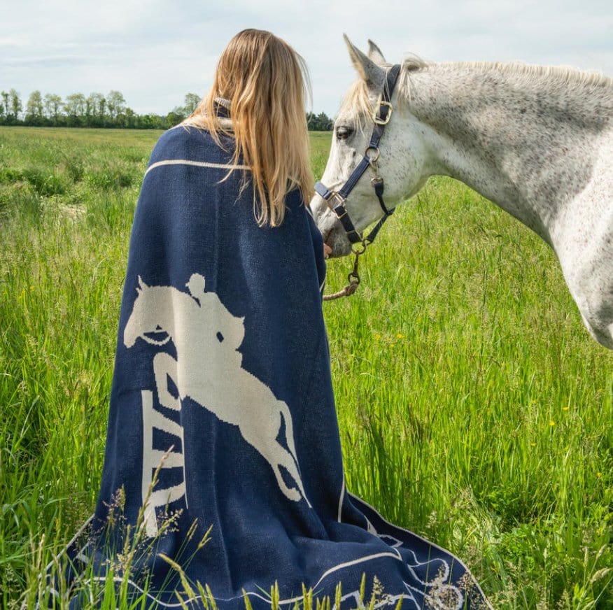 Cotton Sustainable Knit Throw Blanket - Equestrian Jumper