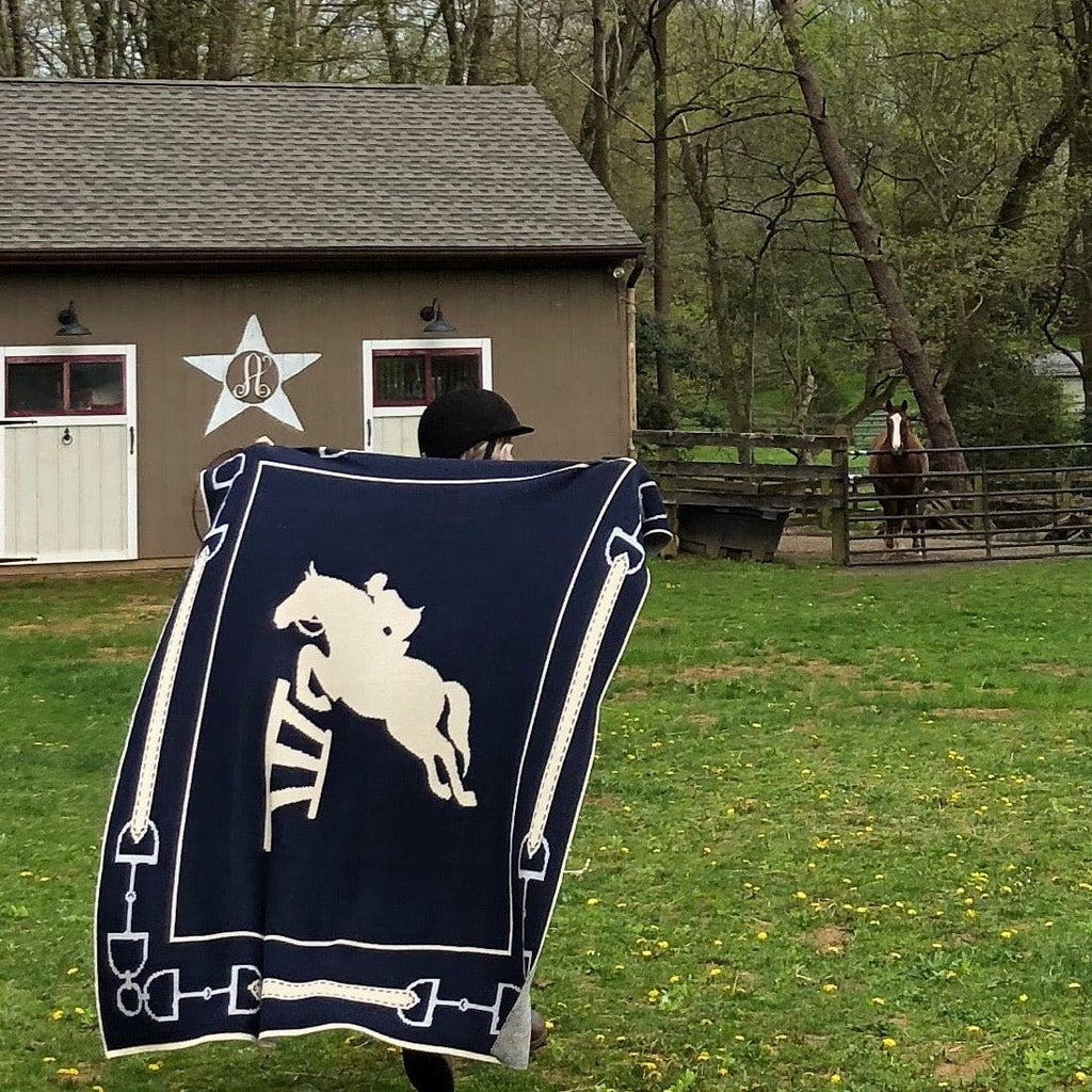 Cotton Sustainable Knit Throw Blanket - Equestrian Jumper