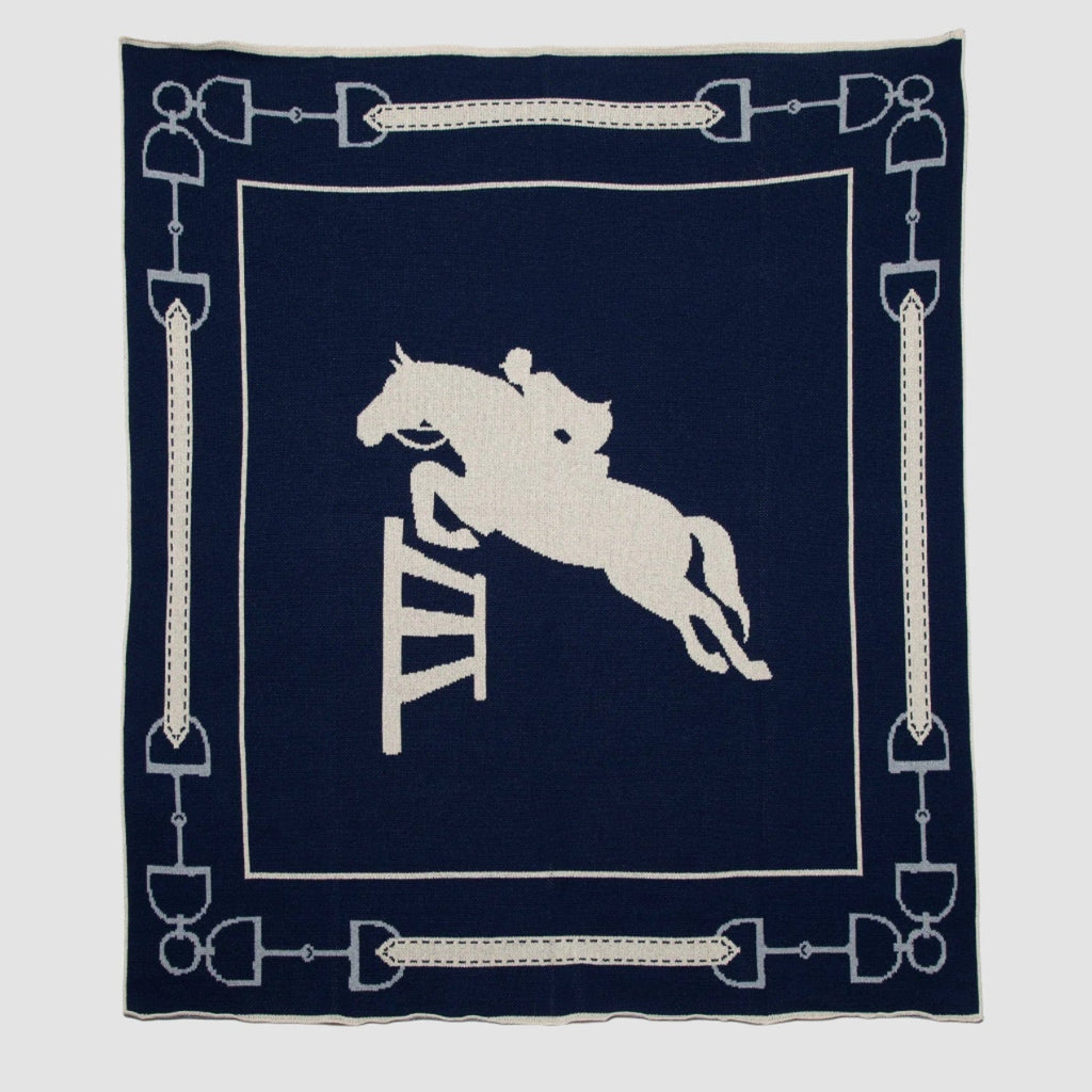 Cotton Sustainable Knit Throw Blanket - Equestrian Jumper