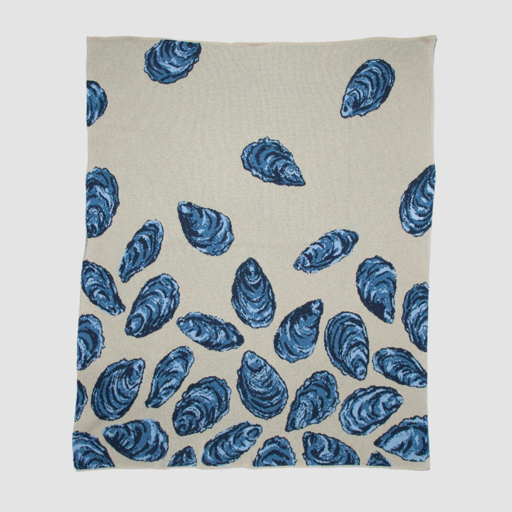 Cotton Sustainable Knit Throw Blanket | Coastal - Oyster