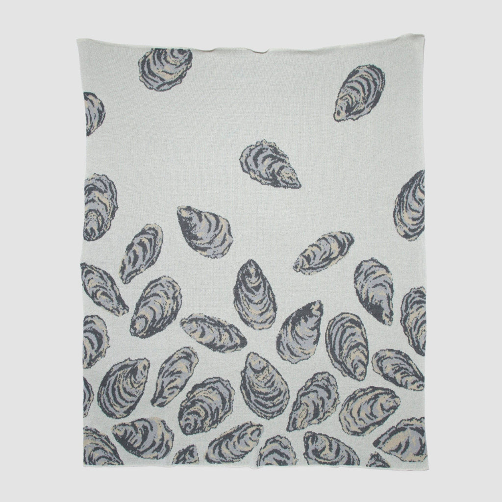 Cotton Sustainable Knit Throw Blanket | Coastal - Oyster