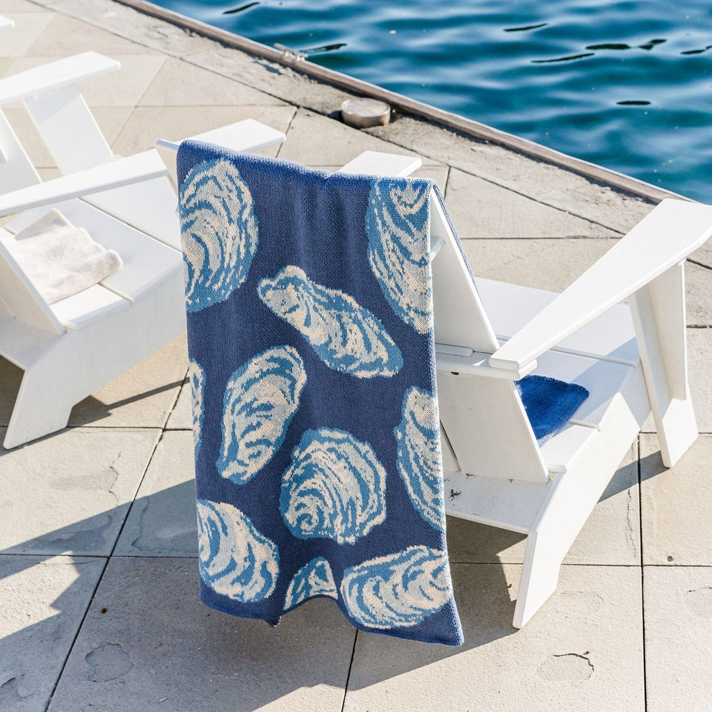 Cotton Sustainable Knit Throw Blanket | Coastal - Oyster